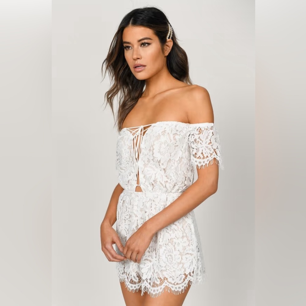 Tobi Ivory Lace Romper-Size S